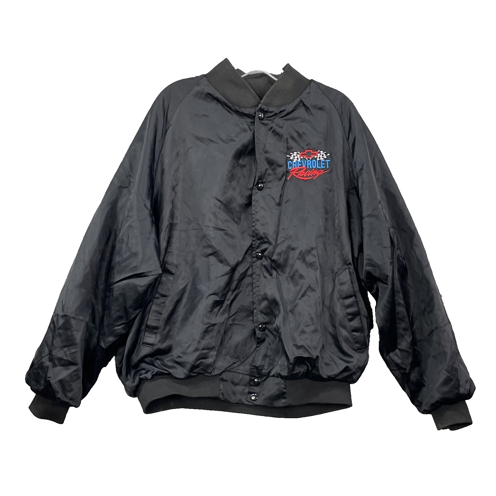 Vintage Westark Usa Chevrolet Chevy Bomber Jacket Men's Xl Satin Racing Made Usa